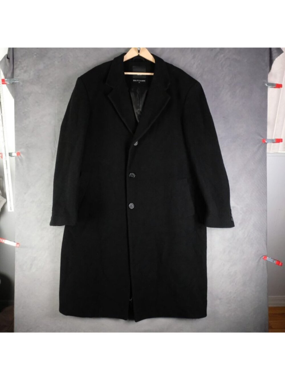Smith & Barnes Coat Mens 48 XL Black Wool Cashmere Button Up Formal